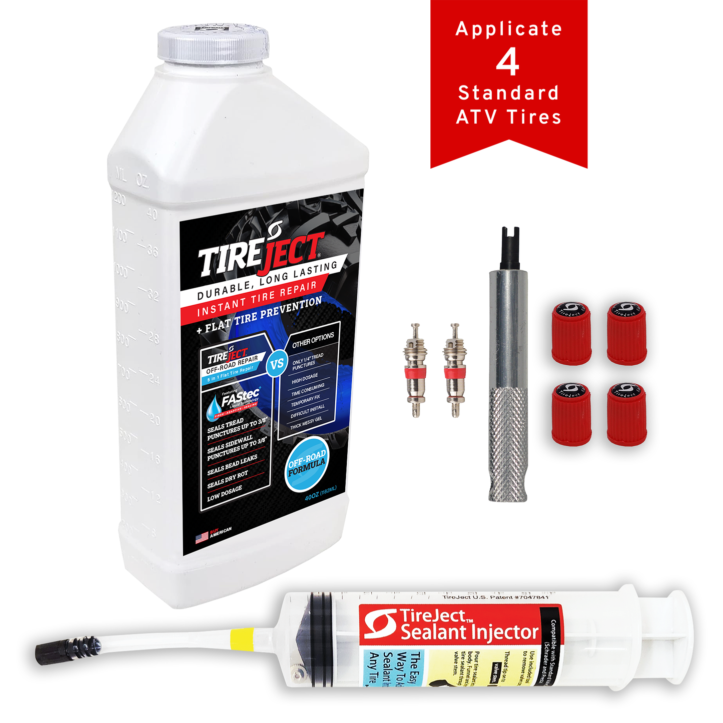 OFF-ROAD Instant Tire Repair + Flat Protection Kit (40oz - Applicates up to 4 tires)
