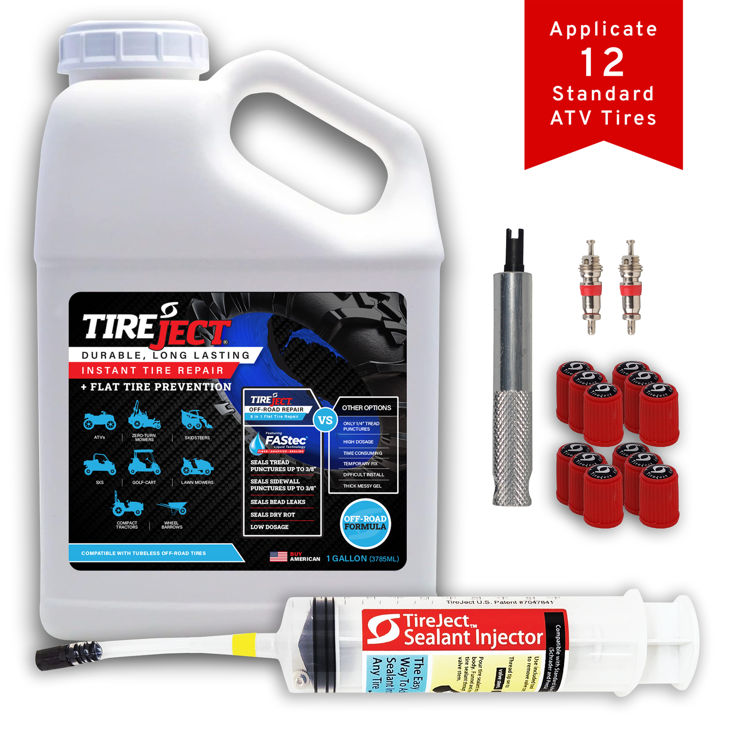 OFF-ROAD Instant Tire Repair + Flat Protection Kit (Gallon - Applicates up to 12 atv tires)