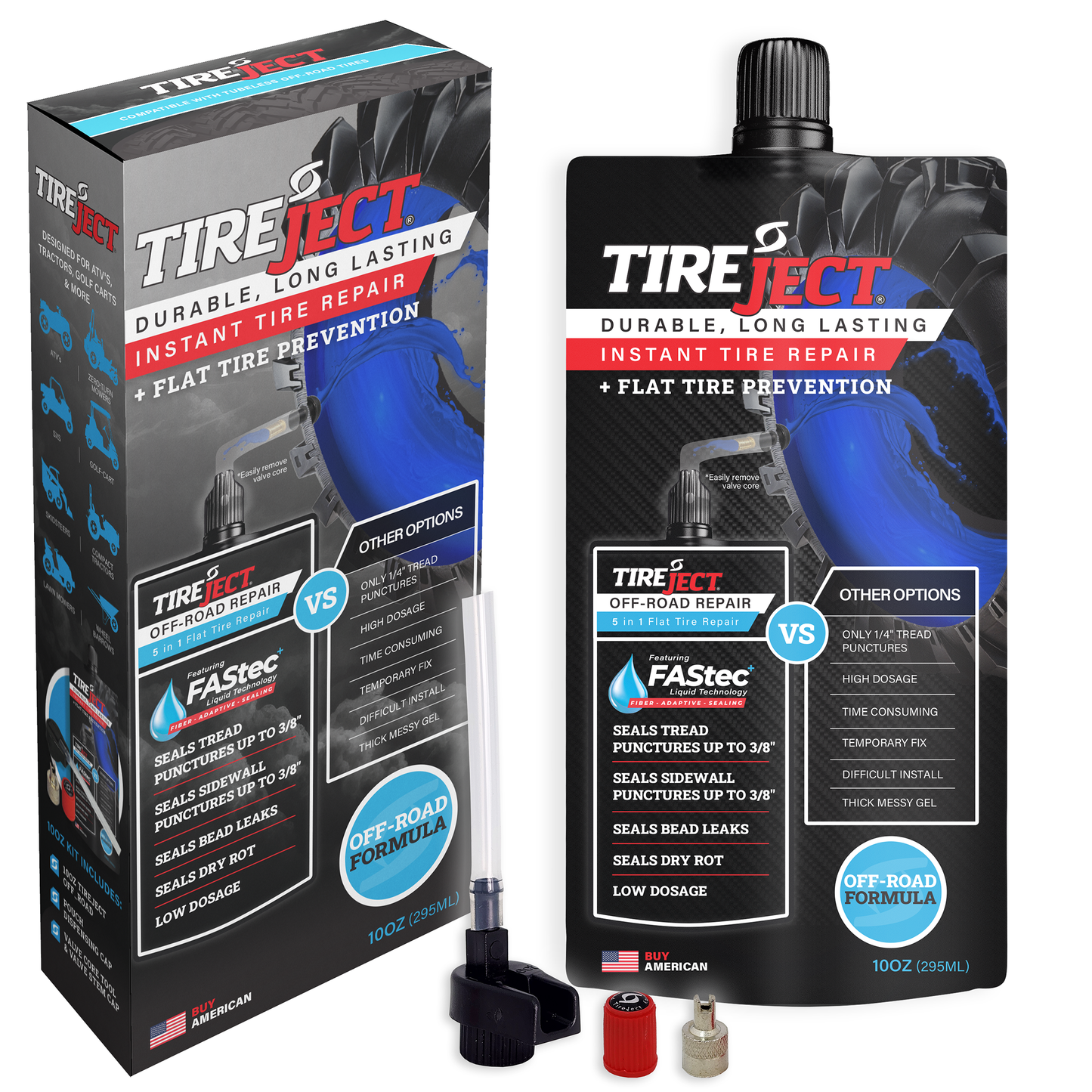 OFF-ROAD Instant Tire Repair Kit (10oz for ATV+SxS+Mower+Golf-cart+etc)